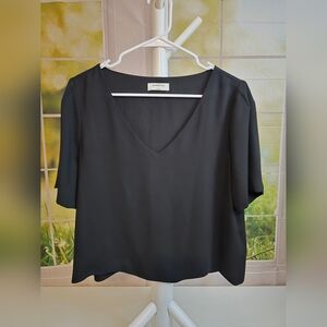 Babaton Black V-Neck Blouse | Size Large
